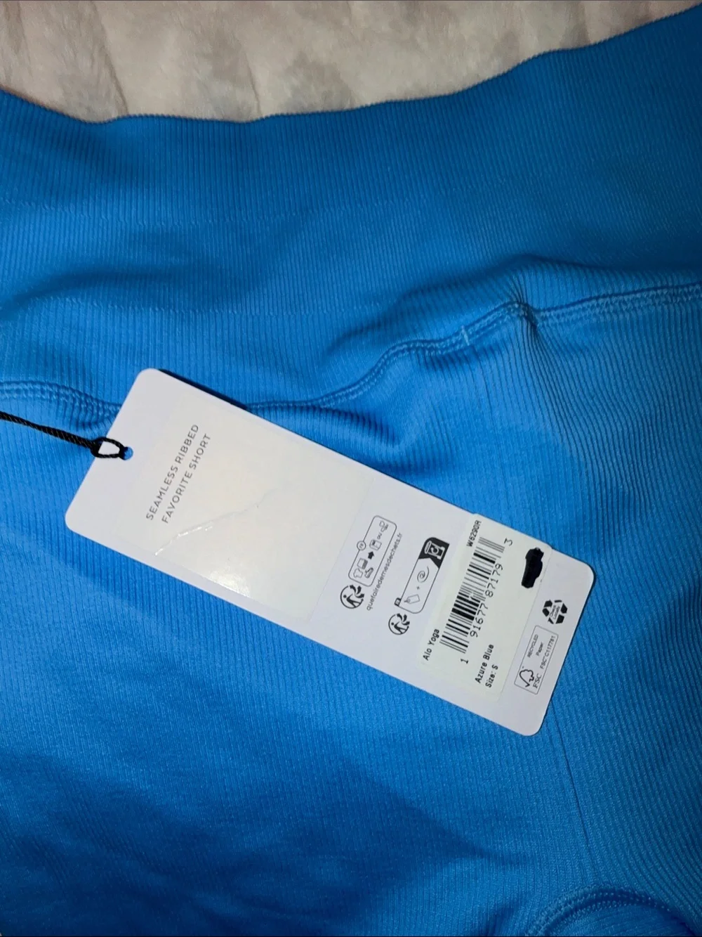 ALO Yoga Ribbed High-Waist Bike Shorts - Bright Blue